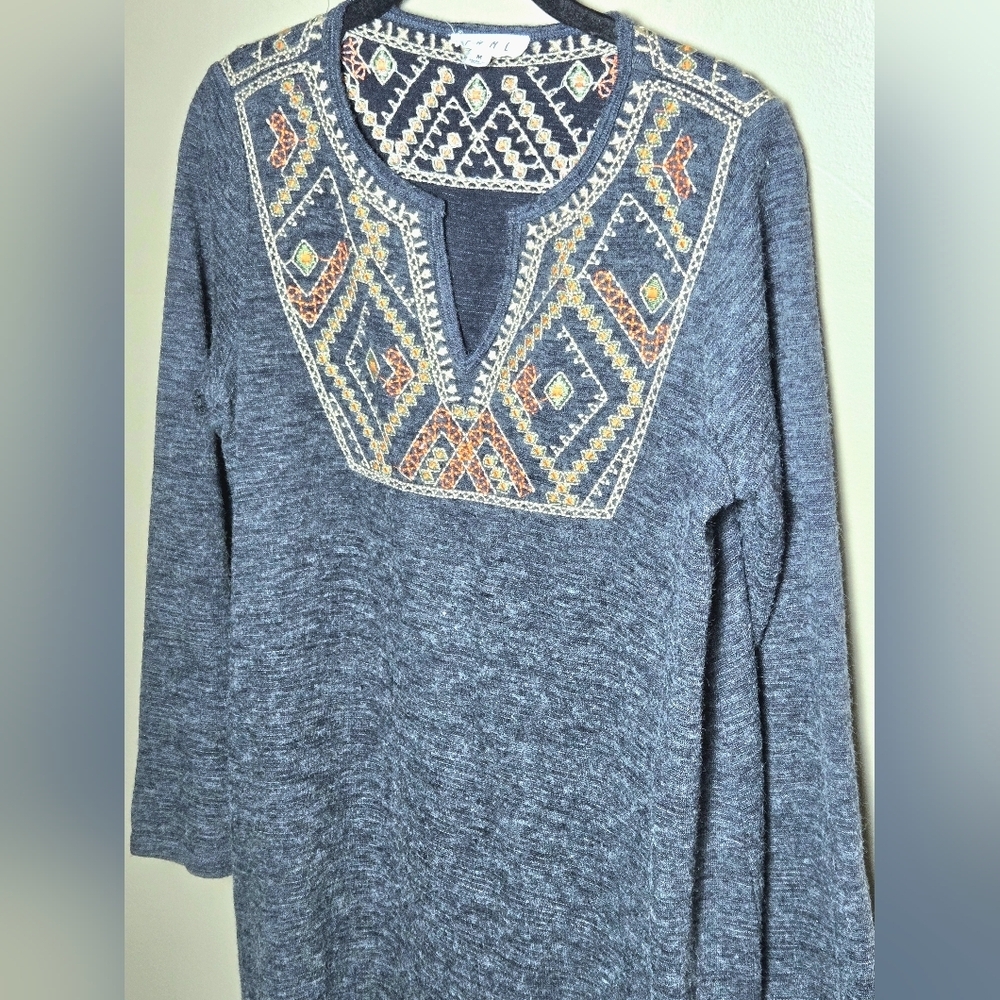 Anthropologie THML Embroidered Boho Lagenlook Sweater Dress, Medium - Picture 2 of 5